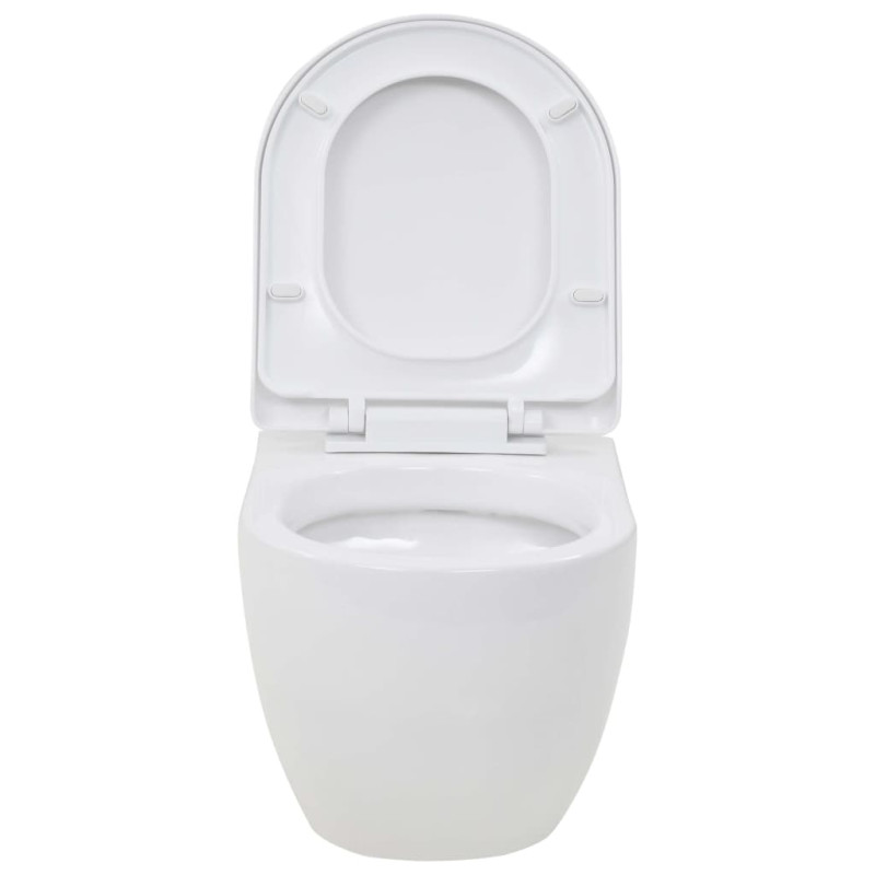 Produktbild för Vägghängd toalett med dold hög cistern keramik