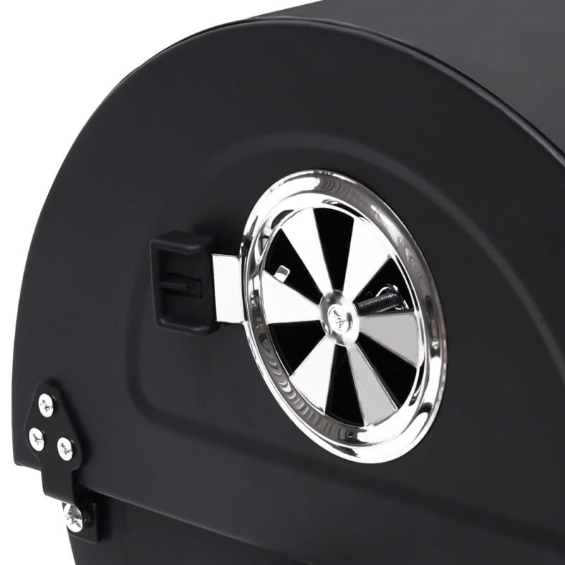 Produktbild för Grilltunna med hjul och bord svart stål 115x85x95 cm