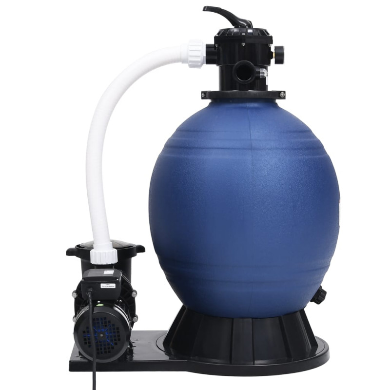 Produktbild för Sandfilter med 7-vägsventil 1000 W-pump blå och svart