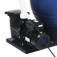 Miniatyr av produktbild för Sandfilter med 7-vägsventil 1000 W-pump blå och svart