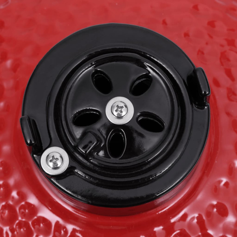 Produktbild för Kamado Rökgrill 2-i-1 keramik 56 cm röd