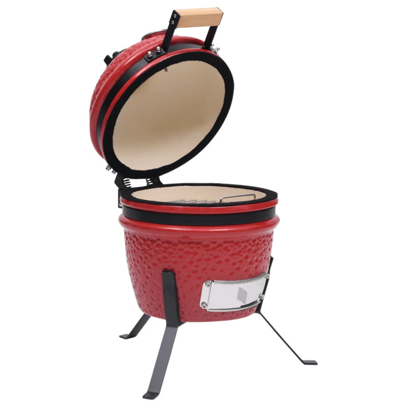 Produktbild för Kamado Rökgrill 2-i-1 keramik 56 cm röd