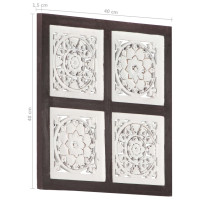 Produktbild för Handsnidad väggpanel MDF 40x40x1,5 cm brun och vit