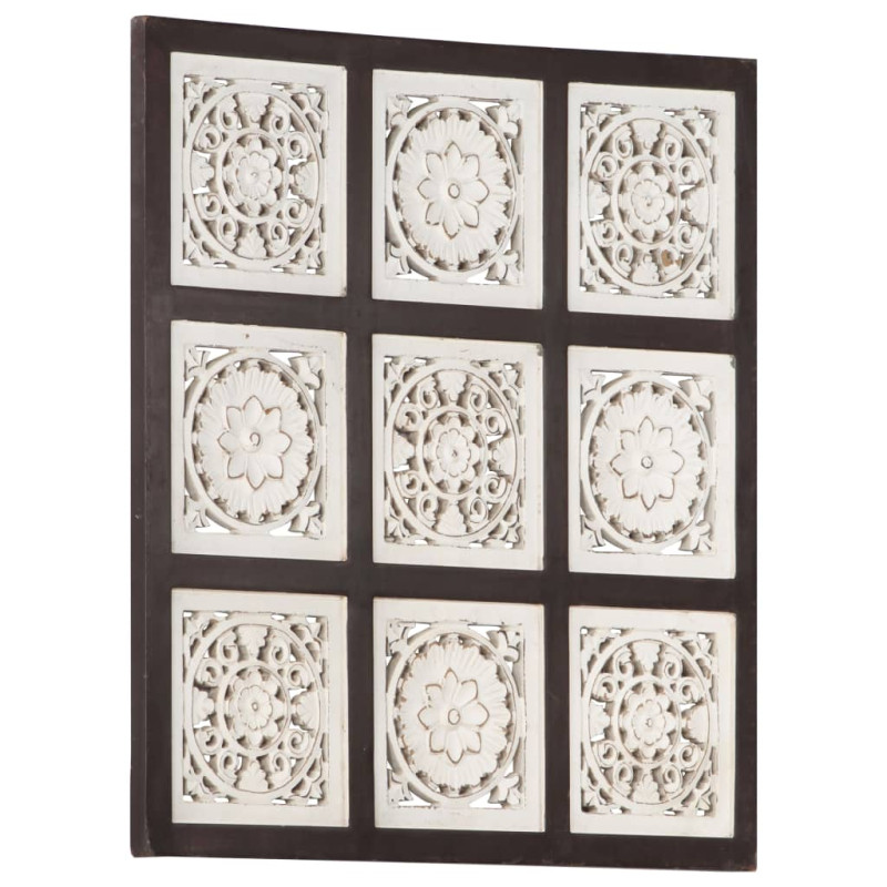 Produktbild för Handsnidad väggpanel MDF 60x60x1,5 cm brun och vit