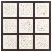 Miniatyr av produktbild för Handsnidad väggpanel MDF 60x60x1,5 cm brun och vit