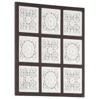 Miniatyr av produktbild för Handsnidad väggpanel MDF 60x60x1,5 cm brun och vit