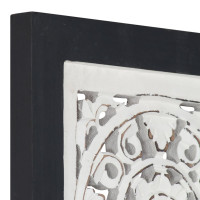 Produktbild för Handsnidad väggpanel MDF 40x40x1,5 cm svart och vit