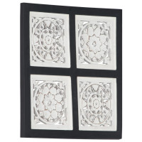 Miniatyr av produktbild för Handsnidad väggpanel MDF 40x40x1,5 cm svart och vit