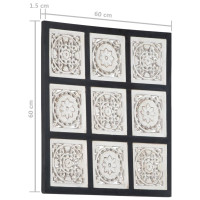 Miniatyr av produktbild för Handsnidad väggpanel MDF 60x60x1,5 cm svart och vit
