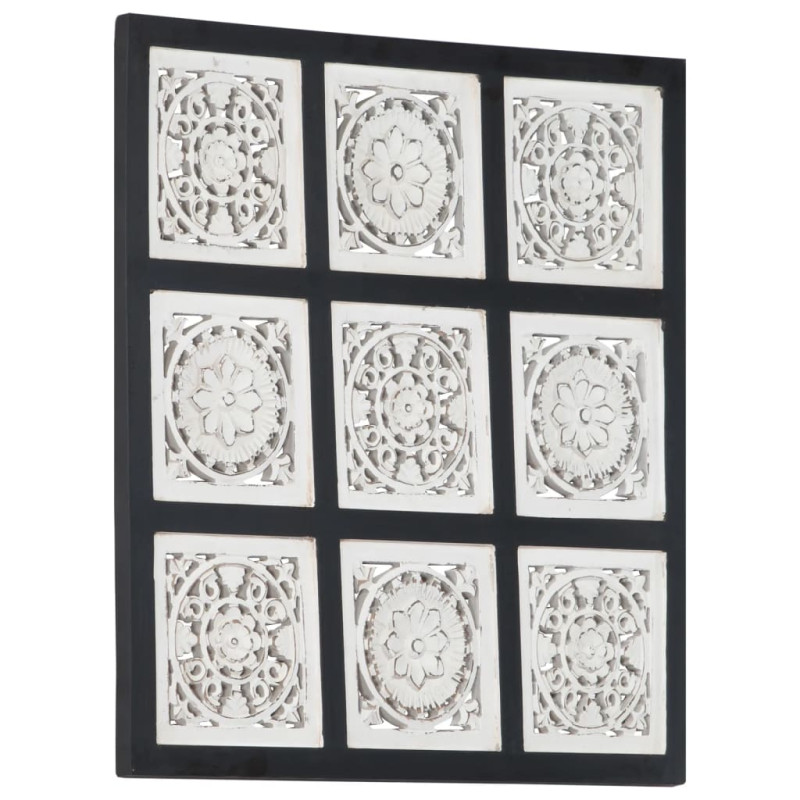 Produktbild för Handsnidad väggpanel MDF 60x60x1,5 cm svart och vit