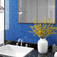 Miniatyr av produktbild för Mosaikplattor 11 st blå 30x30 cm glas