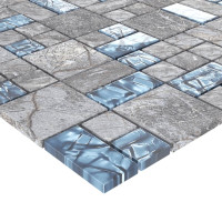 Miniatyr av produktbild för Mosaikplattor 11 st grå och blå 30x30 cm glas