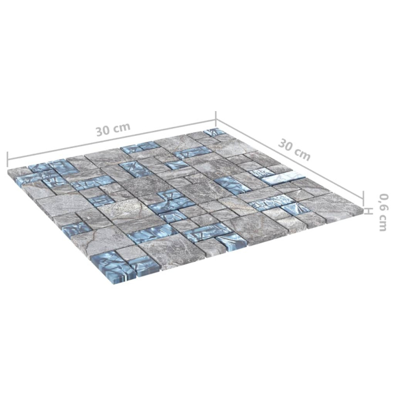 Produktbild för Mosaikplattor 11 st grå och blå 30x30 cm glas