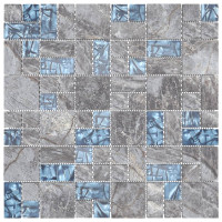 Produktbild för Mosaikplattor 22 st grå och blå 30x30 cm glas