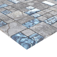 Miniatyr av produktbild för Mosaikplattor 22 st grå och blå 30x30 cm glas