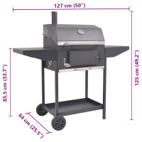 Produktbild för Rökgrill BBQ kol med nedre hylla svart