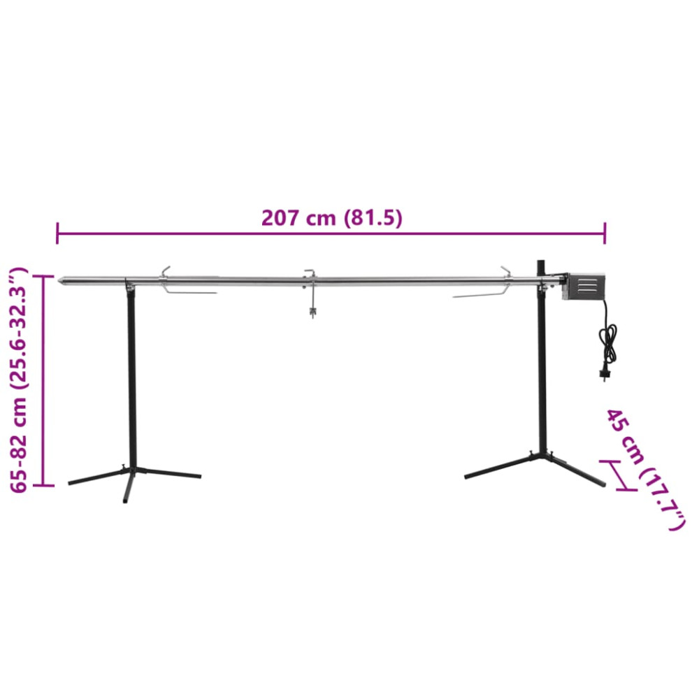 Produktbild för Automatisk grill med motor rostfritt stål 207x45x81 cm