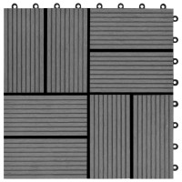 Produktbild för Trall 11 st WPC 30x30 cm 1 kvm grå