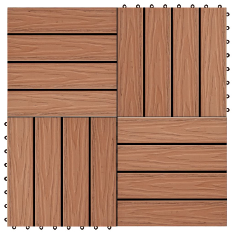Produktbild för Trall 11 st djupt mönster WPC 30x30 cm 1 kvm ljusbrun