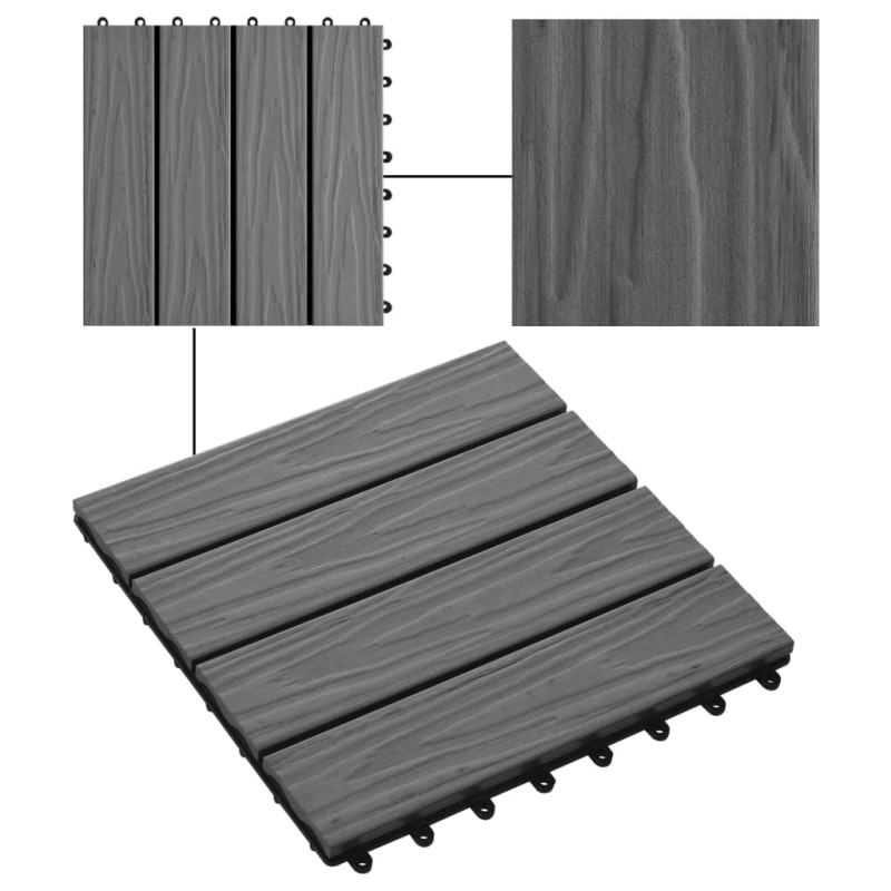 Produktbild för Trall 11 st djupt mönster WPC 30x30 cm 1 kvm grå