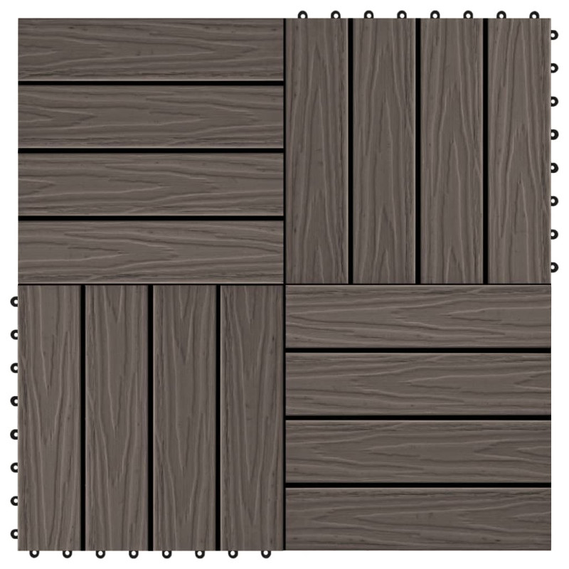Produktbild för Trall 11 st djupt mönster WPC 30x30 cm 1 kvm mörkbrun
