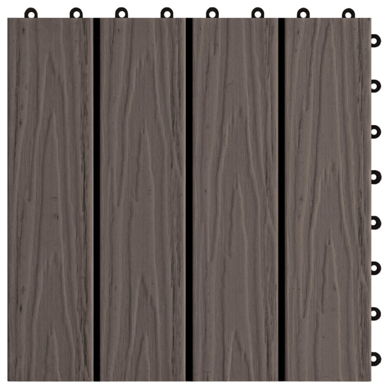 Produktbild för Trall 11 st djupt mönster WPC 30x30 cm 1 kvm mörkbrun