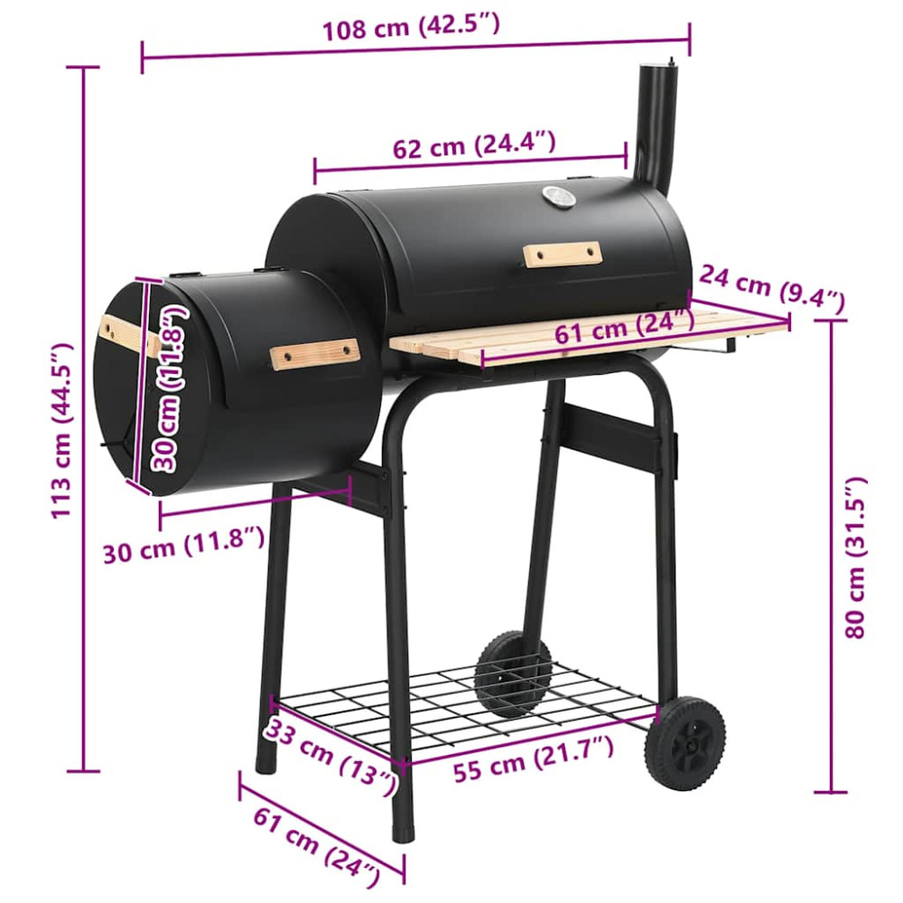 Produktbild för Klassisk rökgrill BBQ Offset