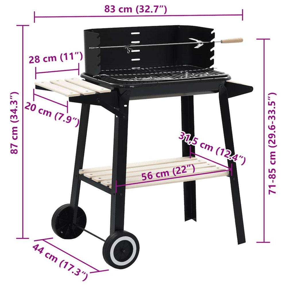 Produktbild för Kolgrill stativ med hjul
