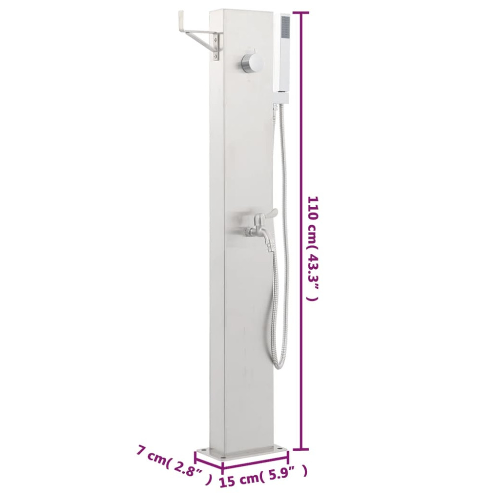 Produktbild för Utedusch 110 cm rostfritt stål