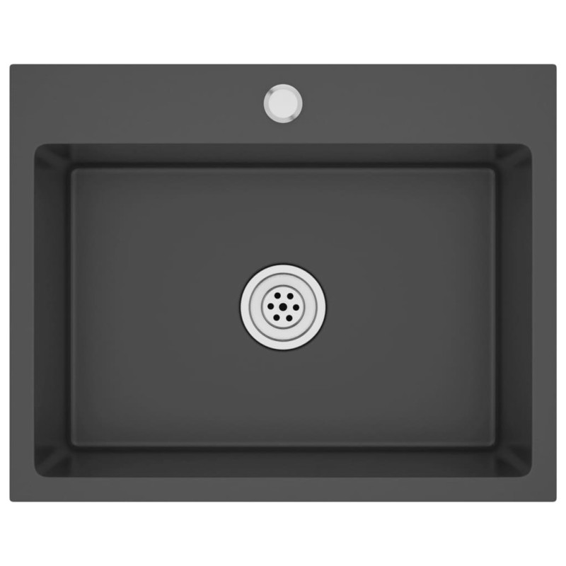 Produktbild för Handgjord diskho svart rostfritt stål
