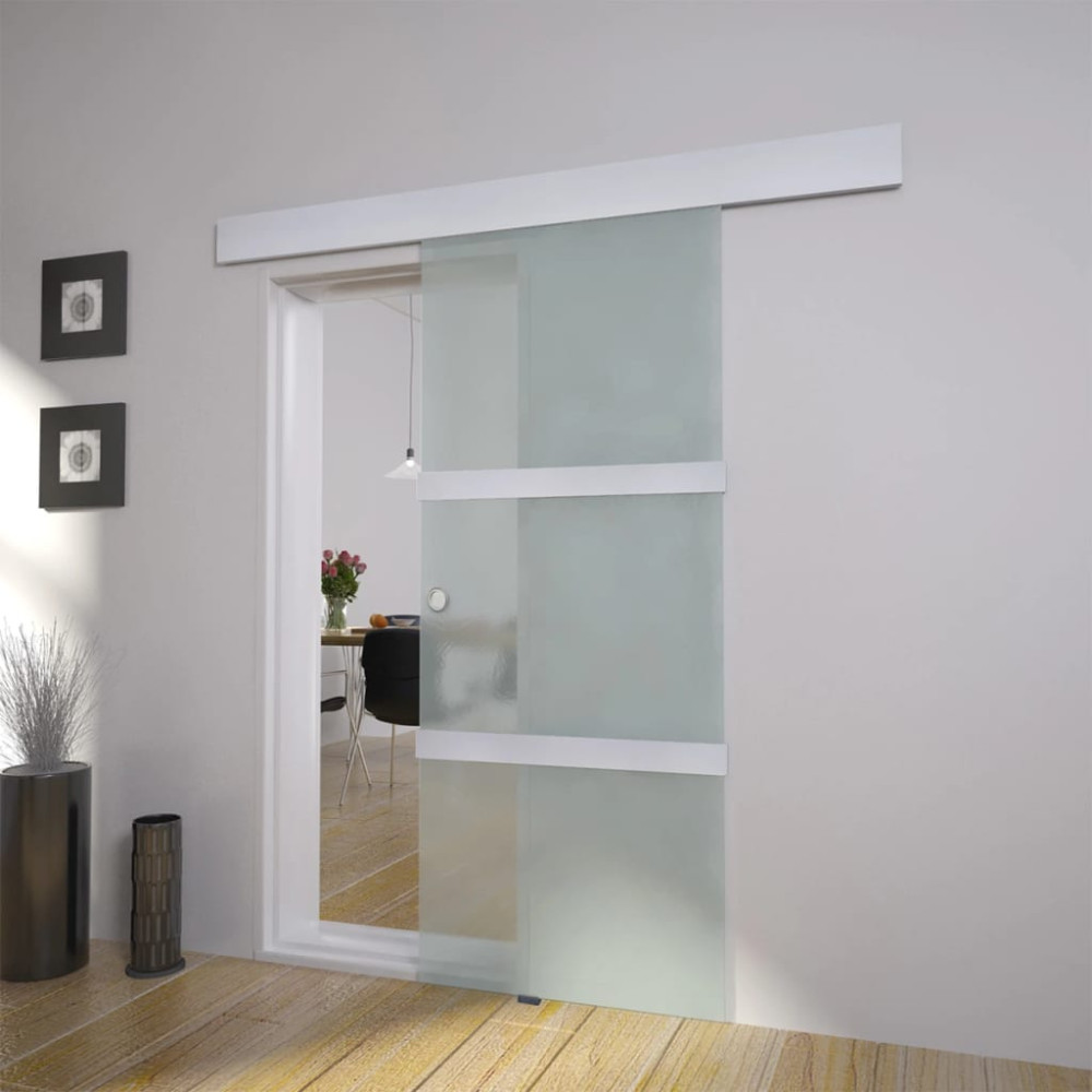 Produktbild för Skjutdörr glas och aluminium 178 cm silver