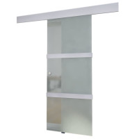 Produktbild för Skjutdörr glas och aluminium 178 cm silver