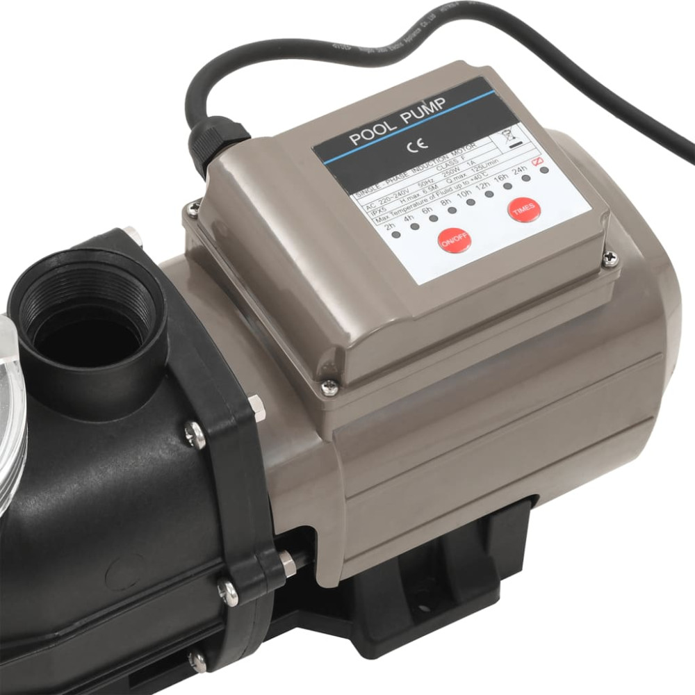 Produktbild för Poolpump med timer svart 0,25 HK 8000 L/tim