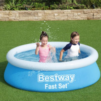 Produktbild för Bestway Uppblåsbar pool Fast Set rund 183x51 cm blå