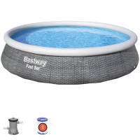 Miniatyr av produktbild för Bestway Uppblåsbar pool Fast Set med pump 396x84 cm