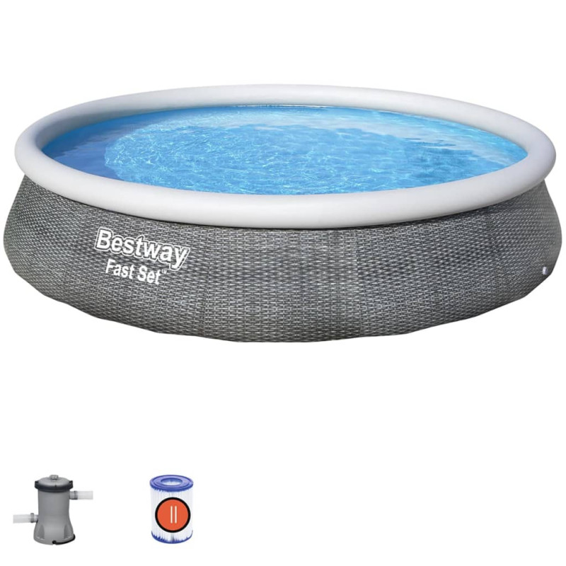Produktbild för Bestway Uppblåsbar pool Fast Set med pump 396x84 cm