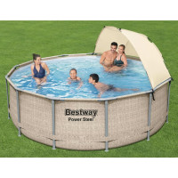 Produktbild för Bestway Poolset Power Steel med tak 396x107 cm