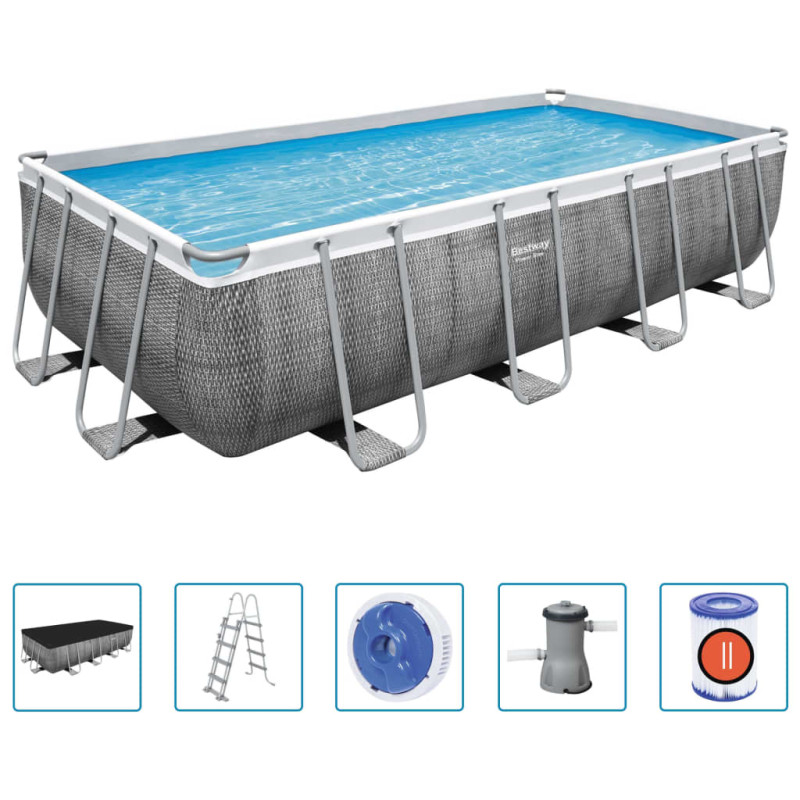 Produktbild för Bestway Pool Power Steel rektangulär 488x244x122 cm
