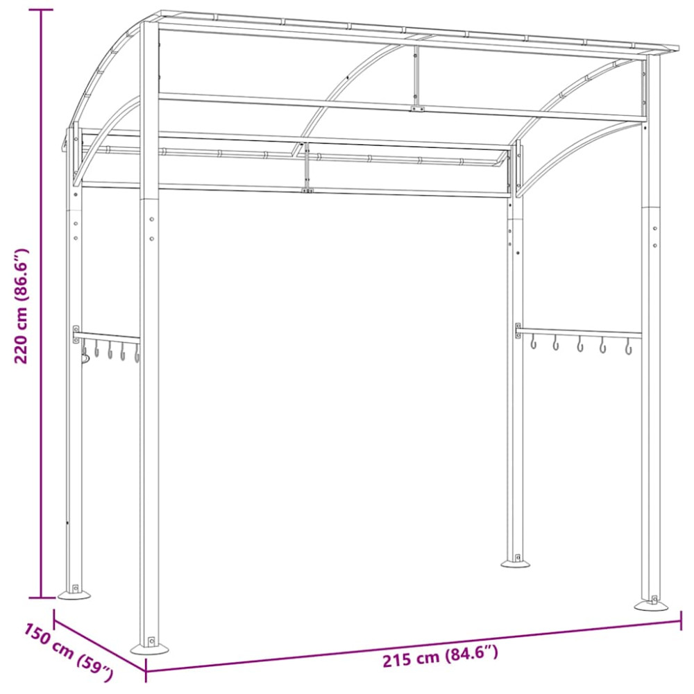 Produktbild för Grilltält 215x150x220 cm antracit stål
