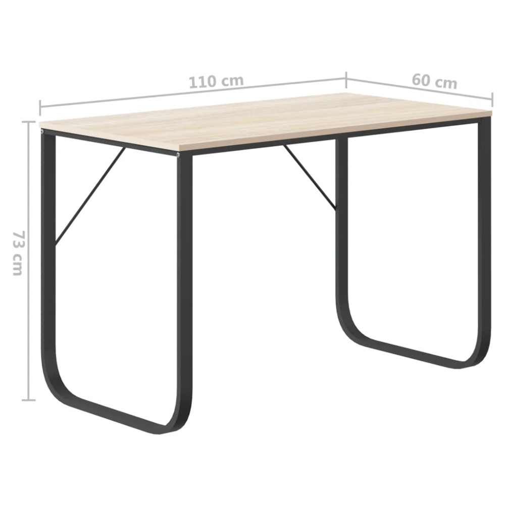 Produktbild för Datorbord svart och ek 110x60x73 cm spånskiva