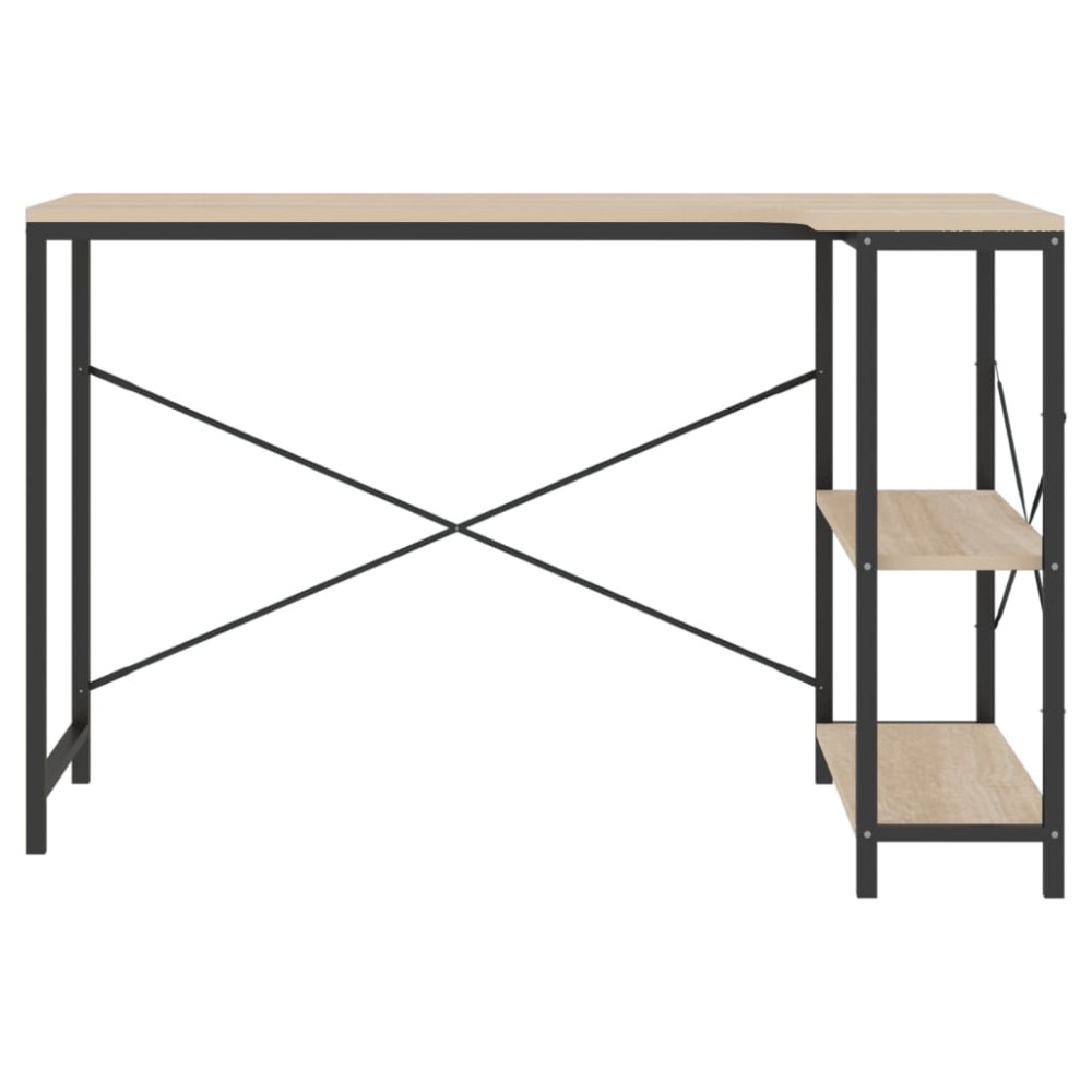 Produktbild för Datorbord svart och ek 110x72x70 cm spånskiva