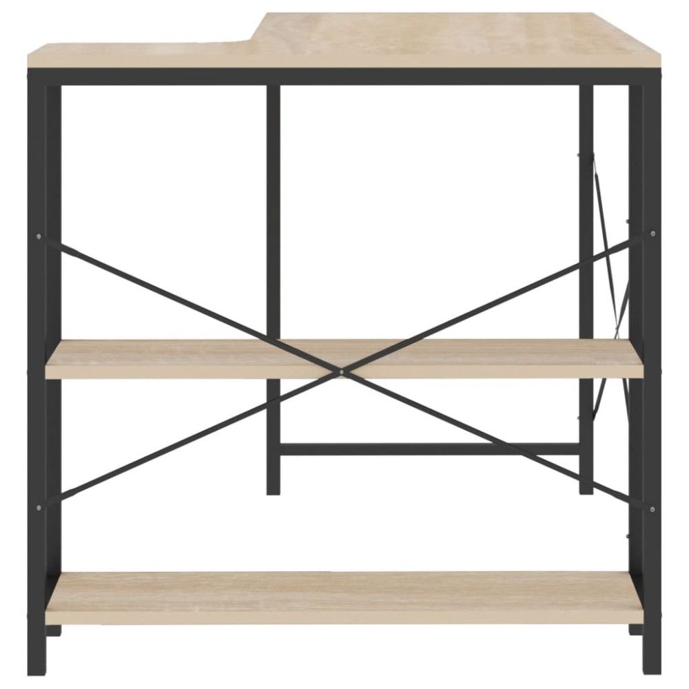 Produktbild för Datorbord svart och ek 110x72x70 cm spånskiva