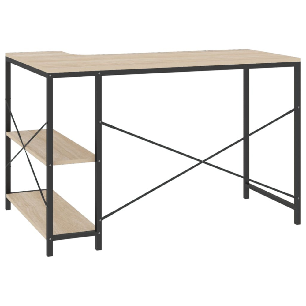 Produktbild för Datorbord svart och ek 110x72x70 cm spånskiva