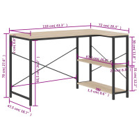 Produktbild för Datorbord svart och ek 110x72x70 cm spånskiva
