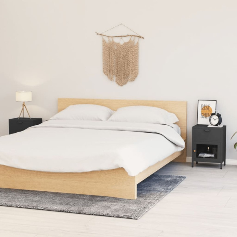 Produktbild för Sängbord 2 st antracit 40x30x54,5 cm stål och glas