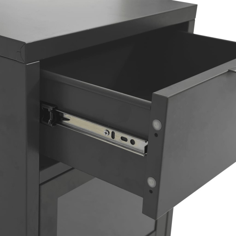 Produktbild för Sängbord 2 st antracit 40x30x54,5 cm stål och glas