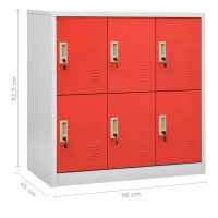 Produktbild för Förvaringsskåp 2 st ljusgrå och röd 90x45x92,5 cm stål