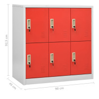 Produktbild för Förvaringsskåp 5 st ljusgrå och röd 90x45x92,5 cm stål