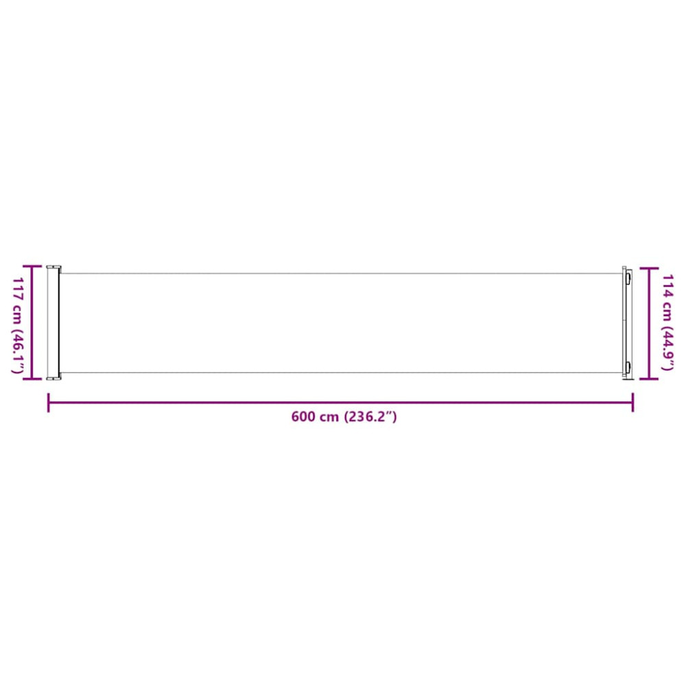 Produktbild för Infällbar sidomarkis 117x600 cm gräddvit