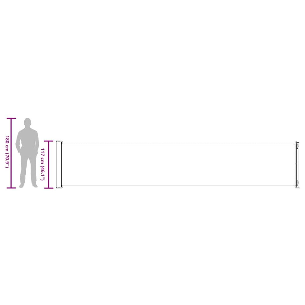 Produktbild för Infällbar sidomarkis 117x600 cm gräddvit